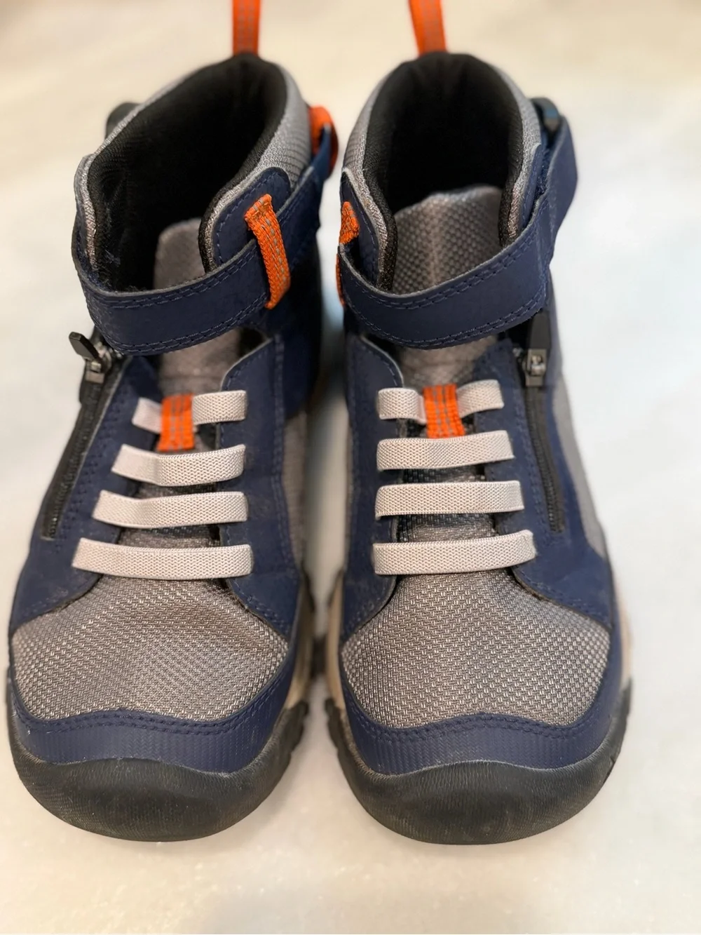KEEN Targhee Boundless Hiking Boots Boys Size 2 Big Kid Navy Gray Easy-On Shoes